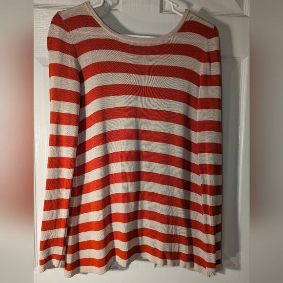 Daniel Cremieux Orange and Cream striped sweater size small - Picture 1 of 4